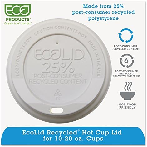 Шапки за горещи чаши EcoLid със съдържание рециклират 25%, Подходящи за горещи чаши с обем от 10 до 20 грама, Бял, в пакет от 1000 броя (ЕП-HL16-WR)