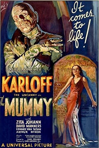 Кулата Борис Карлофф Плакат на филма Мумията 1932 г., е класически филм на ужасите 24X36, страшен (Репродукция, не оригинала)