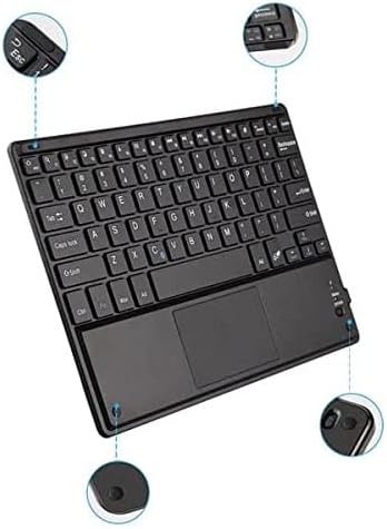 Клавиатура BoxWave е Съвместим с Galaxy Tab E (9.6) (Клавиатура от BoxWave) - Клавиатура SlimKeys Bluetooth с трекпадом, Преносима клавиатура с трекпадом - черно jet black