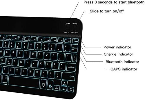 Клавиатура BoxWave е Съвместима с BLU M8L Plus (клавиатура от BoxWave) - Клавиатура SlimKeys Bluetooth - с подсветка, преносима клавиатура с удобен подсветка за BLU M8L Plus - Черно jet black