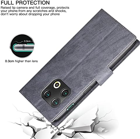 Калъф Eastcoo за OnePlus 10 Pro, една Чанта-портфейл Премиум-клас изкуствена кожа OnePlus 10 Pro 5G с магнитна закопчалка-поставка за карти, устойчив на удари Защитен калъф-броня от TPU за OnePlus 10 Pro (сив)