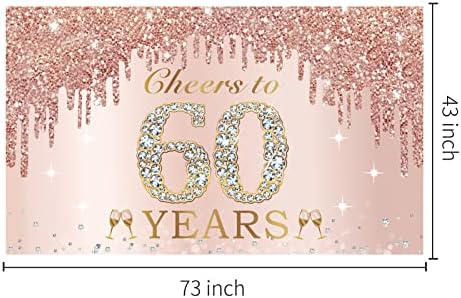 Големи Поздравления с 60-Годишен Рожден Ден на Бижута за жени, Rose Rose Gold 60-годишнината Банер Фон Вечерни Аксесоари, Плакат с Шестидесятилетием Фон Знак Декор