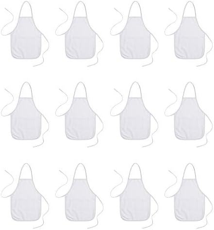 Платно Престилка BUMBLE CRAFTS с джобове - Опаковка от 12 броя | Памук Престилка за възрастни | Холщовые Престилки | Големи Престилки | Съраунд Художествен Престилка | Бяла Престилка Голям размер - 20 х 28