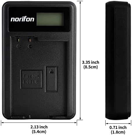 Norifon EN-EL15 LCD USB Зарядно устройство за Nikon 1 V1, D500, D600, D610, D7000, D7100, D7200, D750, D800, D800E, D810, D810A Помещение Черен EN-EL15-L 0