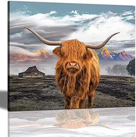 Високият Крава Платно Монтиране на Изкуството на Черно-Бели Снимки с Принтом Животни Алпийски Животни Фоторамка Селска Къща Картина за Дома