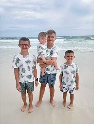 AMAWMW/Хавайски Летни дрехи за Малки Момчета, Тениска с палмови листа, Топ, къси Панталони с джобове, 2 броя, Тропически Дрехи За Момчета