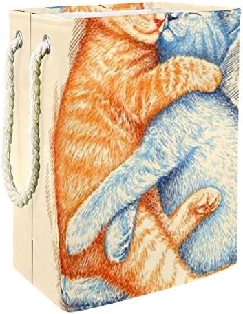 DJROW Съхранение на бельо Илюстрация на Спящото Коте Голяма Сгъваема Кошница За дрехи