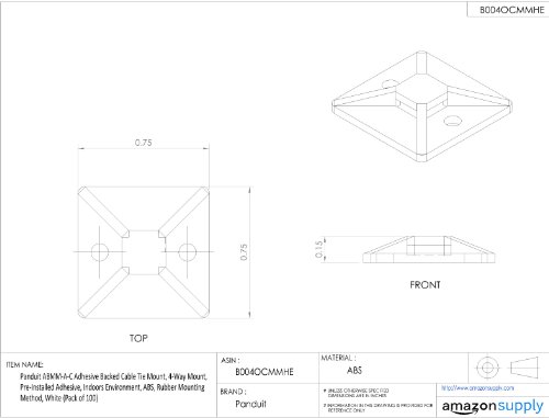 Закопчалка за кабелна замазки Panduit ABMM-A-C на самозалепваща се основа, с 4-позиционен планина, Предварително инсталиран глина, За вътрешна работа, ABS, Начин на закрепване на изделия от каучук, бяла (опаковка от