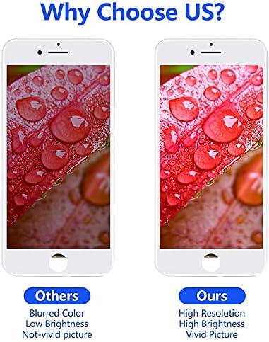 Комплект– 2 броя: Пълна подмяна на екрана в събирането за iPhone 8 Черно 4,7 инча за iPhone 7 Plus Подмяна на екрана Бял 5,5 инча, предварително монтиран, с предна камера + ушния говорител + сензори + комплект инструменти