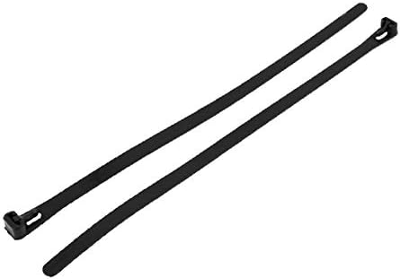 X-DREE 100 Бр 8 мм х 250 мм, Черен найлонов ремък за закрепване на мрежов кабел Регулируем Множество контур-куката (100 Бр 8 мм х 250 мм, Черен найлонов ремък за закрепване на мр