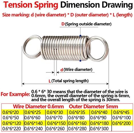 Метална Кремена пружина Сменное Пръстен на една Кука Кремена пружина Диаметър 0,6 mm Външен диаметър от 6 мм Оттягивающая пружина Удлинительная пружина сонда (Дължин