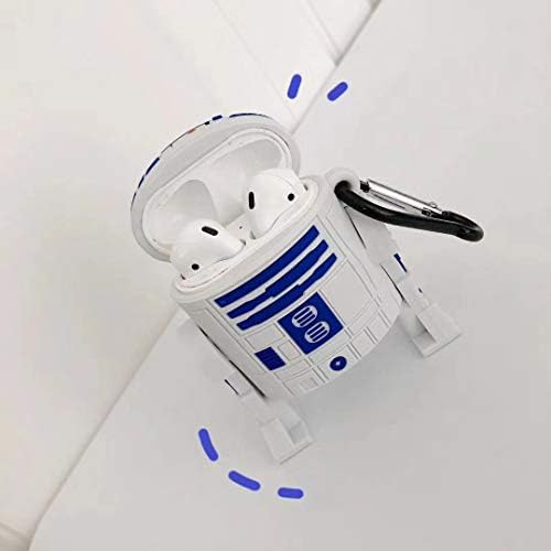 Калъф за Airpod 1/2, сладък 3D Забавен и стилен Силиконов калъф за фотоапарат Star Wars R2-D2 Corona Beer Спонджбоб, подходящ за момчета и момичета, калъф за Airpod (1 и 2 / R2-D2)