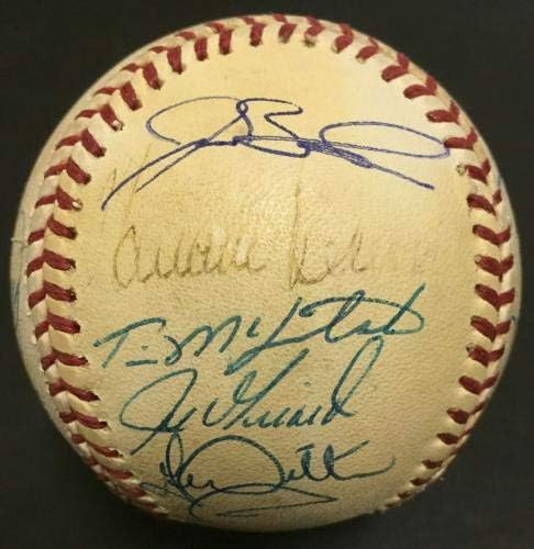 1996 Екипът на Янкис Подписа Бейзболни 14 Auto Дерек Джитър Хорхе Посада Автентични бейзболни топки с автографи Coa