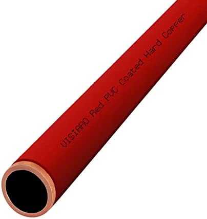 Тръба от твърди медни Visiaro Red с PVC покритие, 1 м, Външен диаметър 6 мм, Дебелина на стените 25 мм, PVC покритие и 2 мм, Опаковка от 12