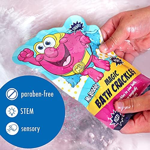 Mr. Magic Bubble Bath Crackles - Забавно добавяне във вана с пяна, за да направят времето за къпане забавно за децата, с помощта на цветни люспи и ефервесцентни закуски Snap Fun (12 пакетчета по 1 грам на всеки)