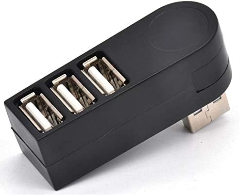 3 Порта USB 2.0 Отточна тръба на шарнирна връзка hub, конвертор USB в 3USB на 90 ° и 180 ° и 270 ° Градуса за преносими КОМПЮТРИ Notebook Tablet (Черен)