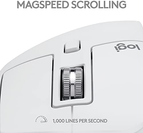 Logitech MX Master 3S за Mac - Безжична Bluetooth-мишка с бърза скролиране, Ergo, 8K DPI, Тихи движения, Пътека на предното стъкло, Регулиране, USB-C, Apple, iPad - Светло Сив