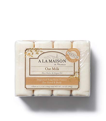 Сапун с мляко, Овесена A LA MAISON - Естествен Овлажняващ сапун за ръце на Тримата френски мелене (12 парчета сапун, 3,5 грама)