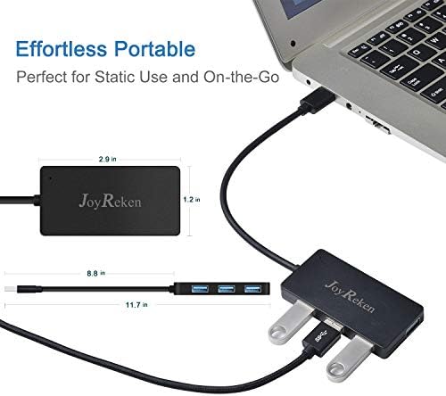 Хъб USB 3.0, JoyReken Ултратънък 4-Портов преносим високоскоростен концентратор на данни USB 3.0 за MacBook, Mac Pro / Mini, iMac, XPS, Surface Pro, лаптопи, КОМПЮТРИ, флаш-памети USB, мобилни твърди