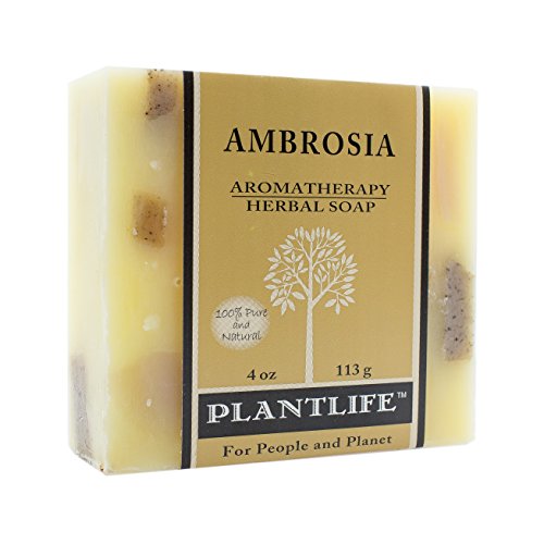Сапун Plantlife ambrosia във в 3 опаковки - Овлажняващ и успокояващ сапун за Вашата кожа, Изработено е ръчно с използването на растителни съставки - Направено в Калифорния, 4 унция в батончике
