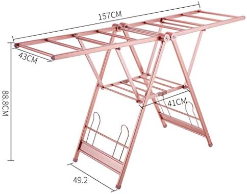 luckxuan Закачалка За сушене на дрехи Креативна Простор Подови Простор Складное Крило Закрит и Открит Балкон Подвижна Закачалка За Дрехи Мултифункционална Поставка З