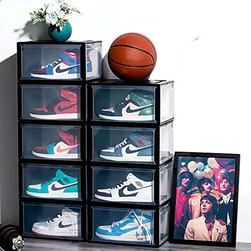 Две Прозрачни Пластмасови купищата със странично отваряне, Магнитна кутия за съхранение на баскетболни обувки, Пылезащитная Стена за съхранение на маратонки с най-високо берцем, а обувките стена (бяла, магнитна версия)