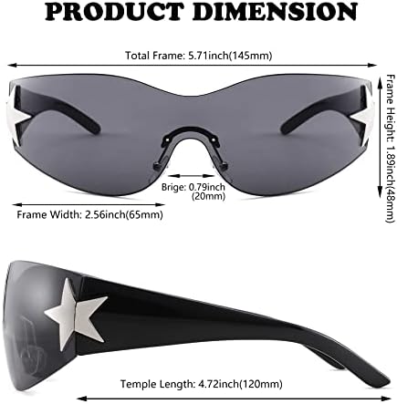 Слънчеви Очила NULOOQ Star Y2K без Рамки за Жени И Мъже, Модни Слънчеви Очила със Защитна Обвивка, Извънгабаритни без рамки Слънчеви Очила