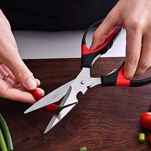 Кухненски ножици-Супер Остри Многофункционални Кухненски ножици от неръждаема стомана За нарязване на зеленчуци, месо, премахване на риба везни и т.н., Цвят (черен,