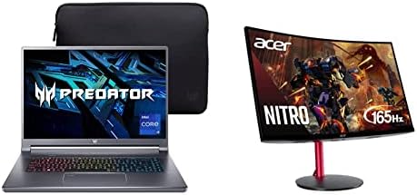 Лаптоп за игри Acer Predator Triton 500 SE / Creator | Intel i9-12900H 12-то поколение | Gaming monitor GeForce RTX 3080 Ti & Nitro 27 Full HD 1920 x 1080 1500R Curve за PC | AMD FreeSync Premium | Честота на опресняване 165 Hz