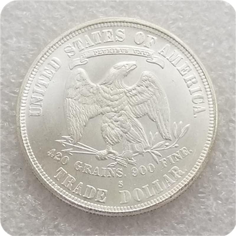 QINGFENG Старинни Занаяти Американска Монета От 1878-Те години Седнала Цвете Чуждестранна Възпоменателна Монета Сребърен Долар