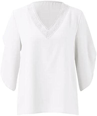 2 Ризи Пролет-Лято Стилни и Елегантни Блузи с V-образно яка, Блуза с Плиссированными ръкав за Жени, Дамски Спортна Тениска