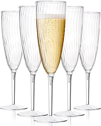 HyHousing 6 Унции, Прозрачни Чаши, 16 опаковки, Твърди Еднократна Пластмасова Чаша за Шампанско, Идеален за Домашно Ежедневие, Сватбени Тостове, Пиене на Шампанско на Нова година, подходящ за партита 2023