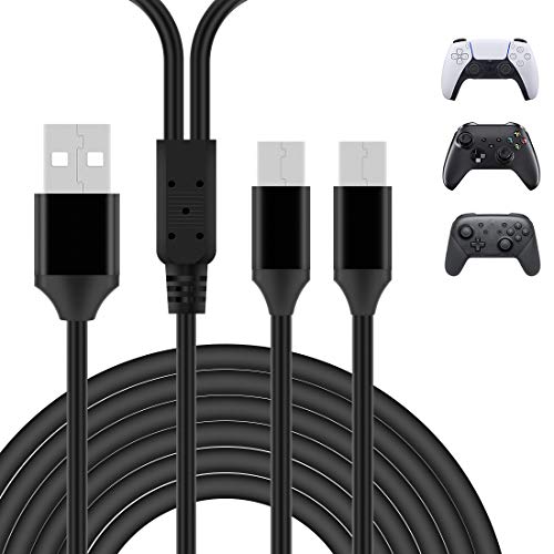 Удължен Кабел на Зарядно устройство Nextpowerbox с двама ръководители, Y-Образен кабел за зареждане USB-C, бързо зареждане от USB преди Type C контролер за PS5 DualSense/Xbox Series /Switch Pro (1