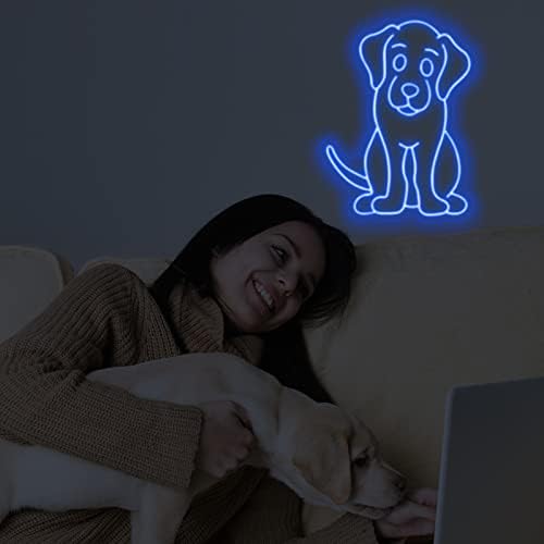 Неонова реклама с Кучето за декора на стените, Хубава украса за парти с Кученце, стоки за парти в чест на рождения Ден на Кучето, Неонови осветителни тела за спалнята, led табела с регулируема яркост захранва от USB,