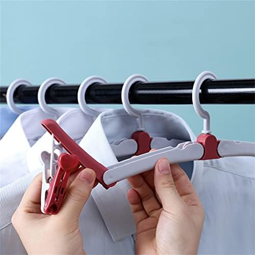 FSYSM 5-Pack Portable Здрава Сгъваема Закачалка богат на функции Стрейчевая Сушене Закачалка за Домашно гардероб За съхранение на Пътна закачалка (Цвят: червен, размер