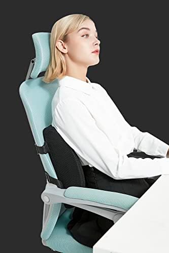 Възглавница за подкрепа на долната част на гърба за офис столове - Подобрява болки в гърба, стойката По време на сядане - Възглавници от пяна с памет ефект с Регулиру