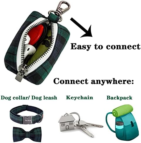 Уникален стил лапи на Притежателя на торбичката за кучешки Какашек за многократна употреба Диспенсер за торби за боклук за Пътуване, парк и външна употреба Включва 2 на руло торбички за кучешки какашек-Blueplaid