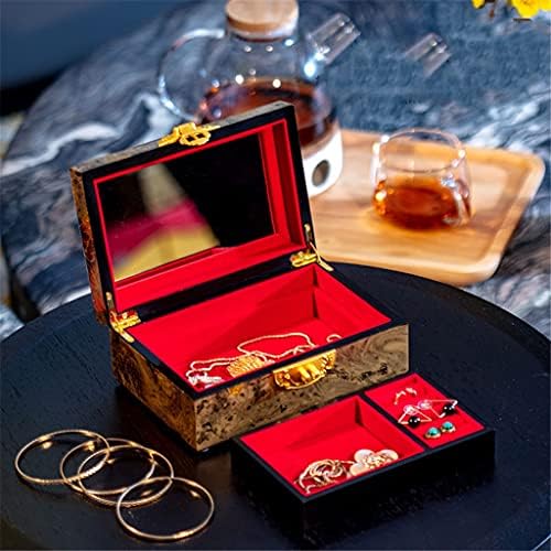 MMLLZEL Ковчег за съхранение на бижута в Ретро китайски стил с Ключалка, Органайзер за съхранение на декорации за дома, Сватбен подарък (Цвят: C)