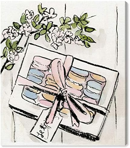 The Oliver Gal Artist Co. Стенен кухненски отпечатъци върху платно Пастелни макарони За домашен интериор, 20 x 24, Розов, бял