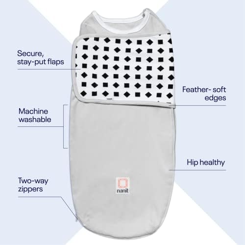 Пелените Nanit Дишане се Носят, 3 опаковки - следи бебето Works Pro, която позволява проследяване на движенията на детето по време на дишането, тъй като ако слагате ръката му е на сърцето, от всяко място, памук,