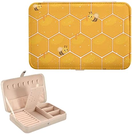 innewgogo сладки пчелите модел малка кутия за бижута ПУ кожен калъф бижута организатор на пътуването обеци органайзер калъф за жени, момичета