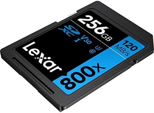 Високоефективна карта памет Lexar SDXC UHS-I с резолюция 800x256 GB, C10, U3, V30, на видео във формат Full HD и 4K, скорост на четене до 120 МВ/с, камери за насочване и стрелба, slr фотоапарат