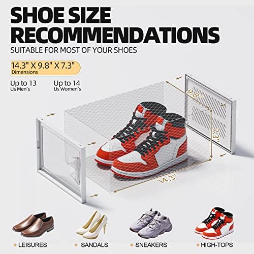 X-Голяма Кутия за съхранение на обувки, 12 Опаковъчни Кутии за обувки От Прозрачна пластмаса, Штабелируемые Кутии за обувки с Капаци, Компактен Органайзер за обувки ?