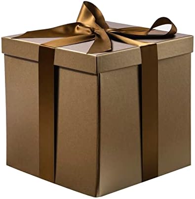 Подарък кутия RUSPEPA Medium Рожден Ден с Капаци, панделка и цигарена хартия, Сгъваема Подарък кутия - 1 бр, 9x9x9 см, Бяла