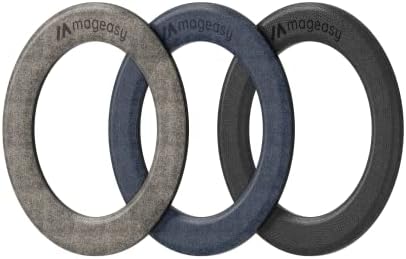 Стикер MagSafe MagSafe Ring от MagEasy - Здрава Магнитна стикер MagSafe за iPhone, Преходни пръстен MagSafe | Тънка текстура тъкани | Поддръжка на безжично зарядно устройство Qi и MagSafe - Диск