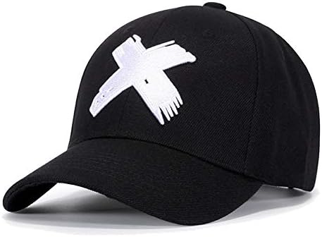 Quanhaigou Регулируема бейзболна шапка-Шапка за мъже и Жени, бейзболна шапка Унисекс в стил хип-Хоп с Плоска периферия, Шапки за татко (Черен, Бял X)