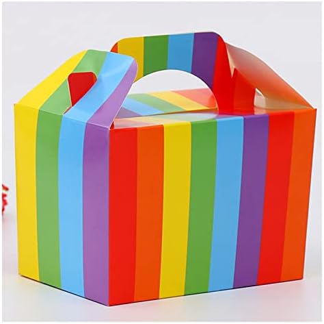Доверието занаятчия 2 елемента Хартиени Двойно Кутии Сватба, Рожден Ден Полза на Goodie Бонбони Шведска Маса Кутия за торта Подарък опаковка с дръжка (Цвят: rainbow, Размер: 158x92x85 мм)