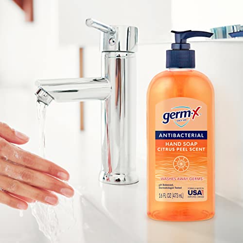 Антибактериален течен сапун за ръце Germ-X, С цитрусов аромат, Балансиран рН, 16 унции (опаковка от 4 броя), тестван дерматолог, За измиване на ръцете, за кухнята или банята
