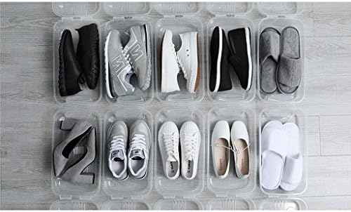 Кутия за съхранение на Haieshop Влага Кутия за обувки Дебела Прозрачна Пластмасова Кутия за съхранение на обувки Може да се припокриват Събрана от Кутия за обувки 6 опаковки (Цвят: бял)