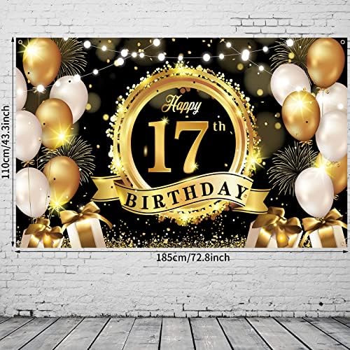 От 17-Ти Рожден Ден Декоративен Фон Банер на Черното Злато е Много Голяма Кърпа Знак на рождения Ден на Плакат Фон За Снимки на един 17-Годишен Рожден Ден Украси За Пар